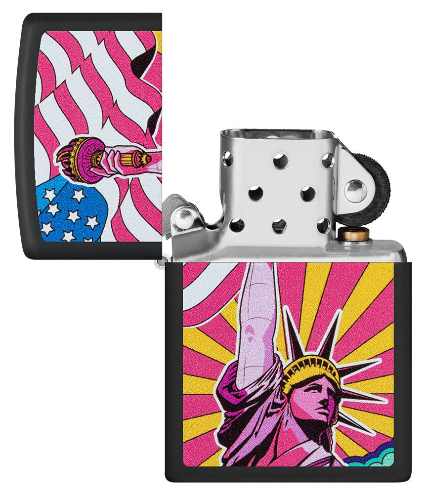 Lady Liberty Design Black Matte Windproof Lighter | Zippo USA