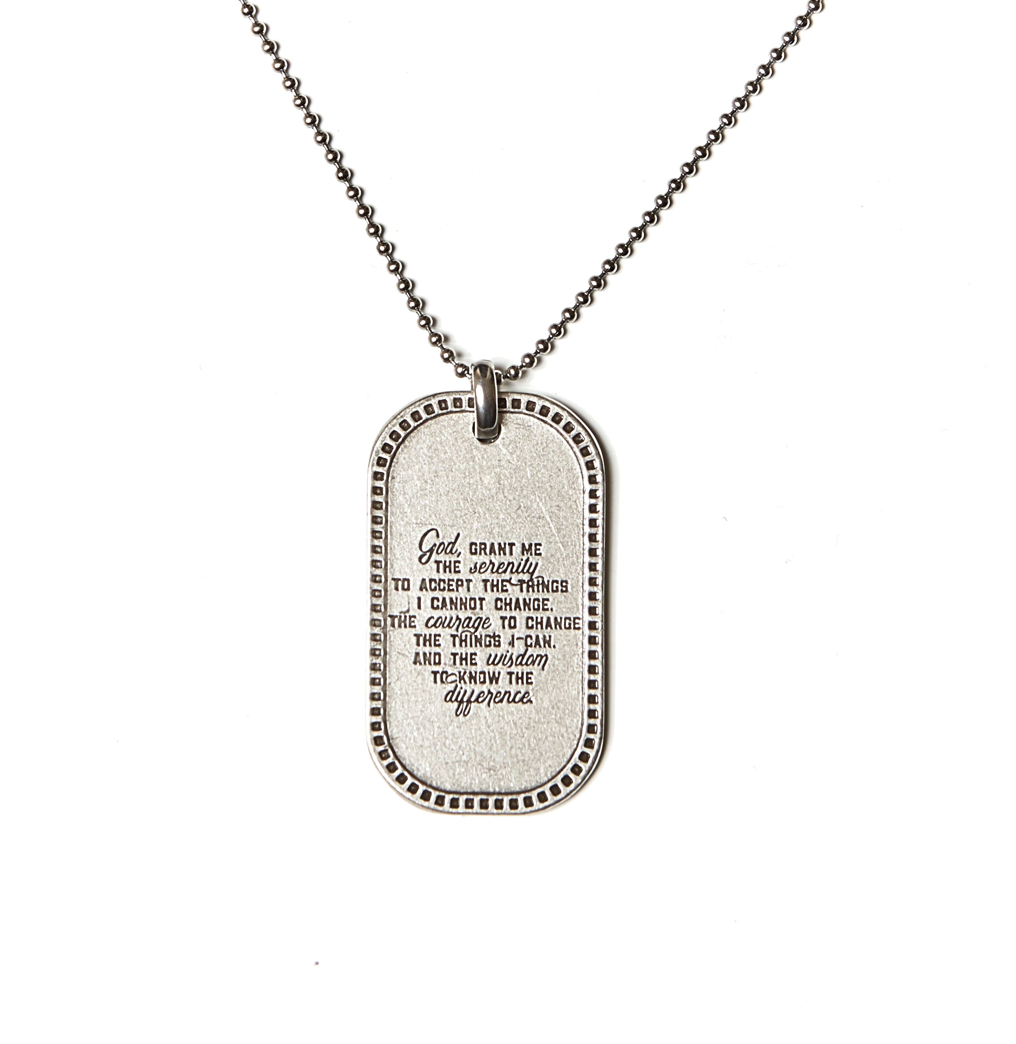 serenity prayer dog tag necklace