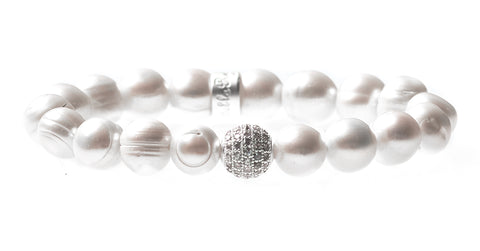 Fresh Water Pearl Beaded Crown Jewel Bracelet in Silver - BellaRyann