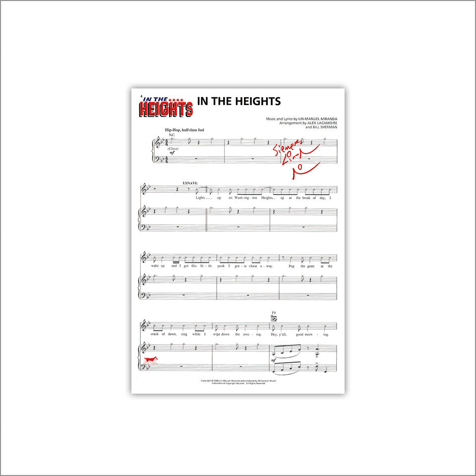 In The Heights En Washington Heights 8 X10 Music Sheet Lin Manuel Miranda Legit