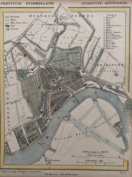 Rotterdam - Map from 1865 – Antiquariaat De Vries & De Vries - antique