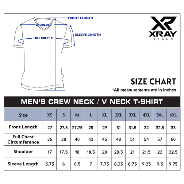 T-Shirt Size Chart – X-RAY JEANS
