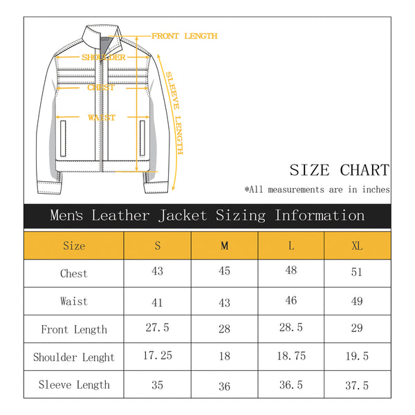 Men's Leather Jacket - Size Chart – X-RAY JEANS