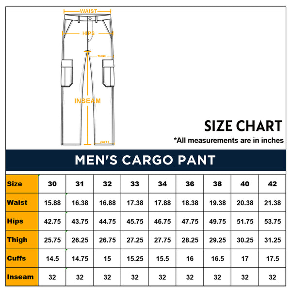 Cargo Pants 18003 - Size Chart – X-RAY JEANS