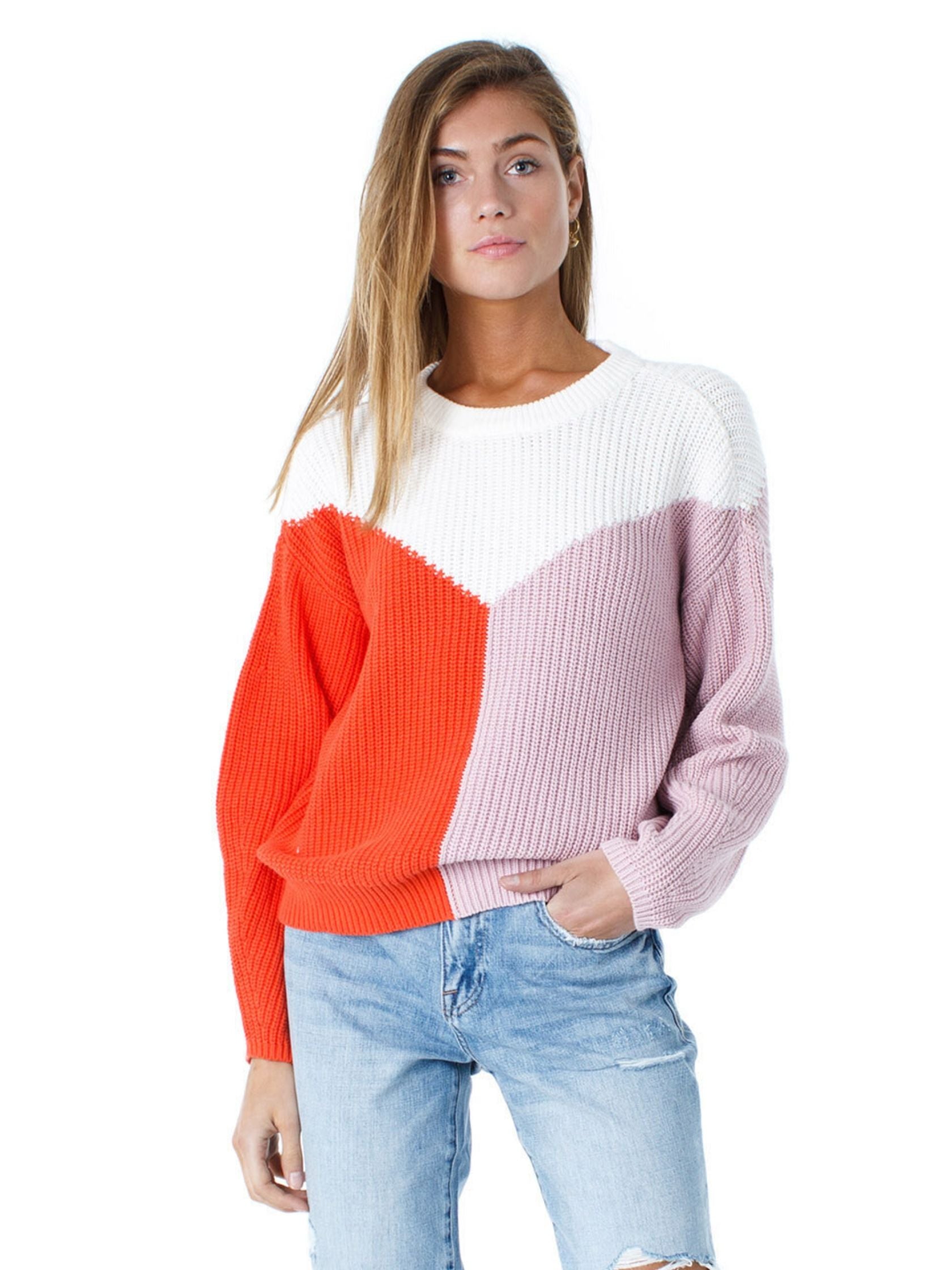 colorblock crewneck sweater