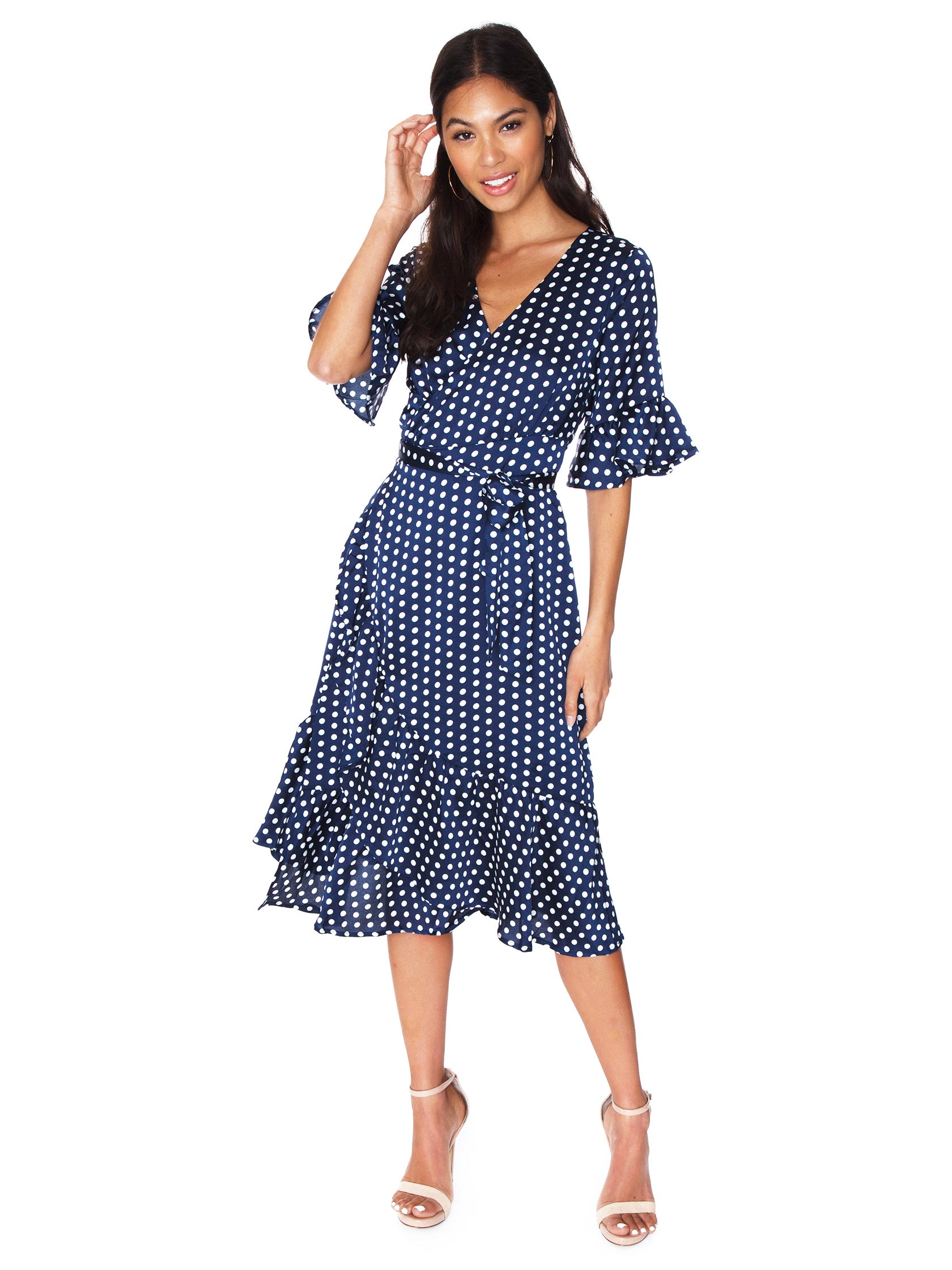 womens ruffle wrap dress