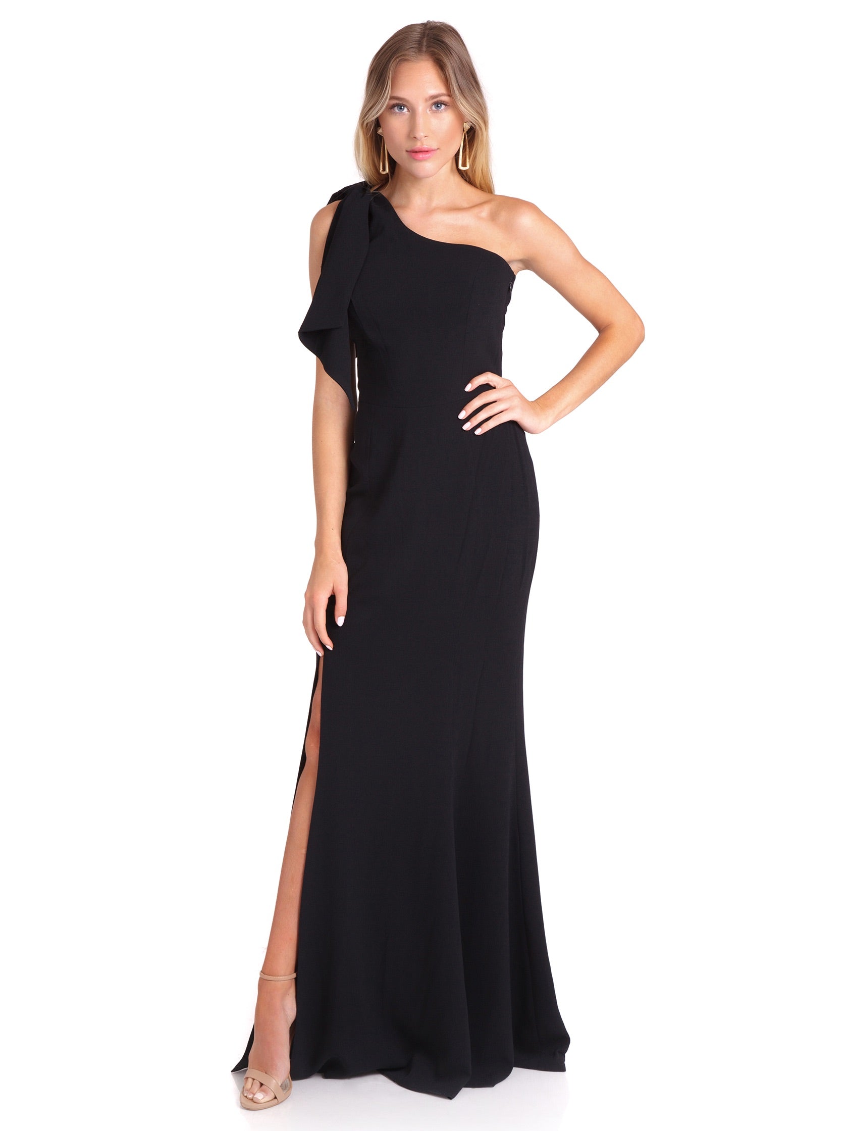 dress the population one shoulder gown