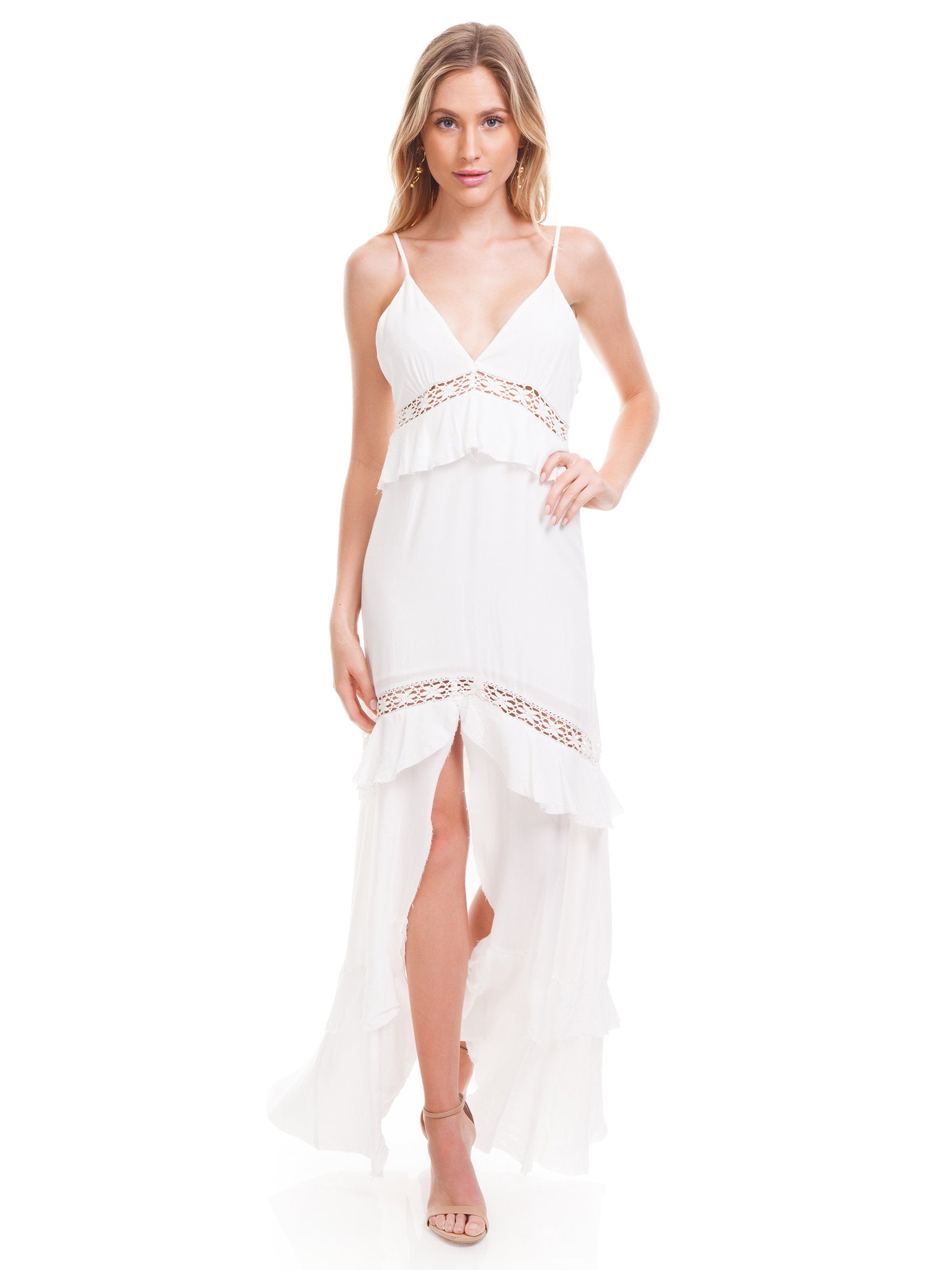 white cotton boho maxi dress