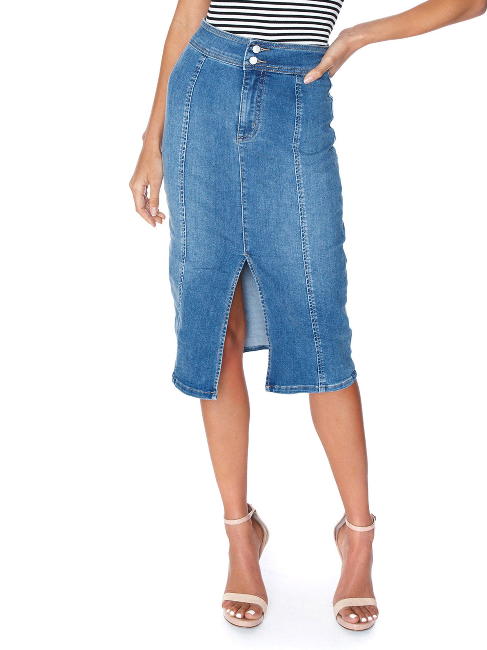 free people maddie denim midi skirt