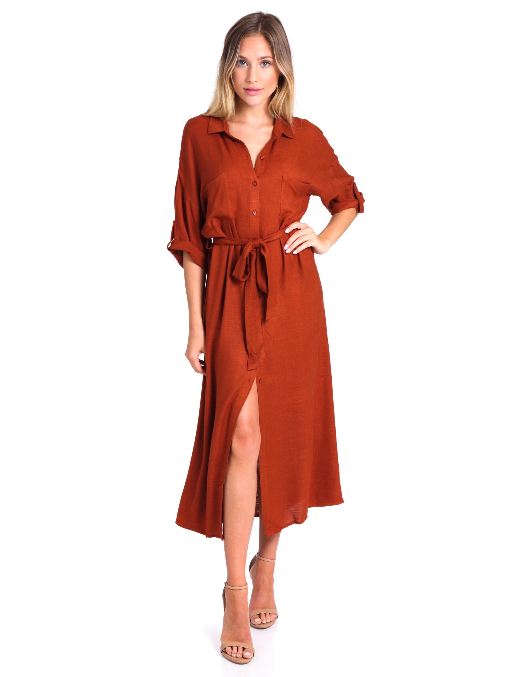 button down wrap dress