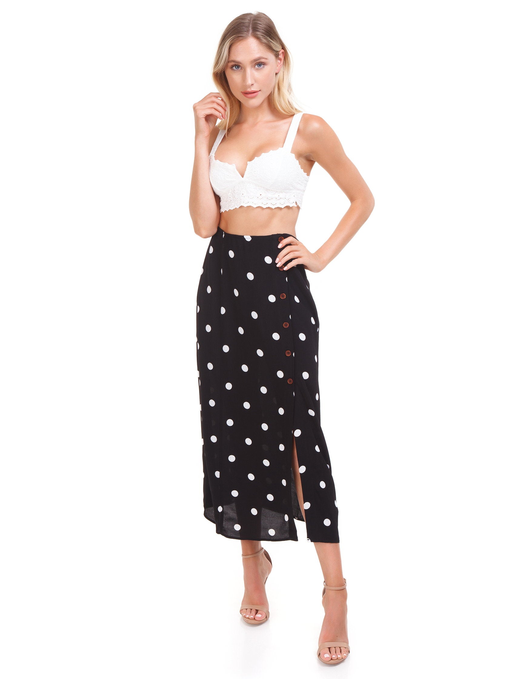 free people polka dot skirt