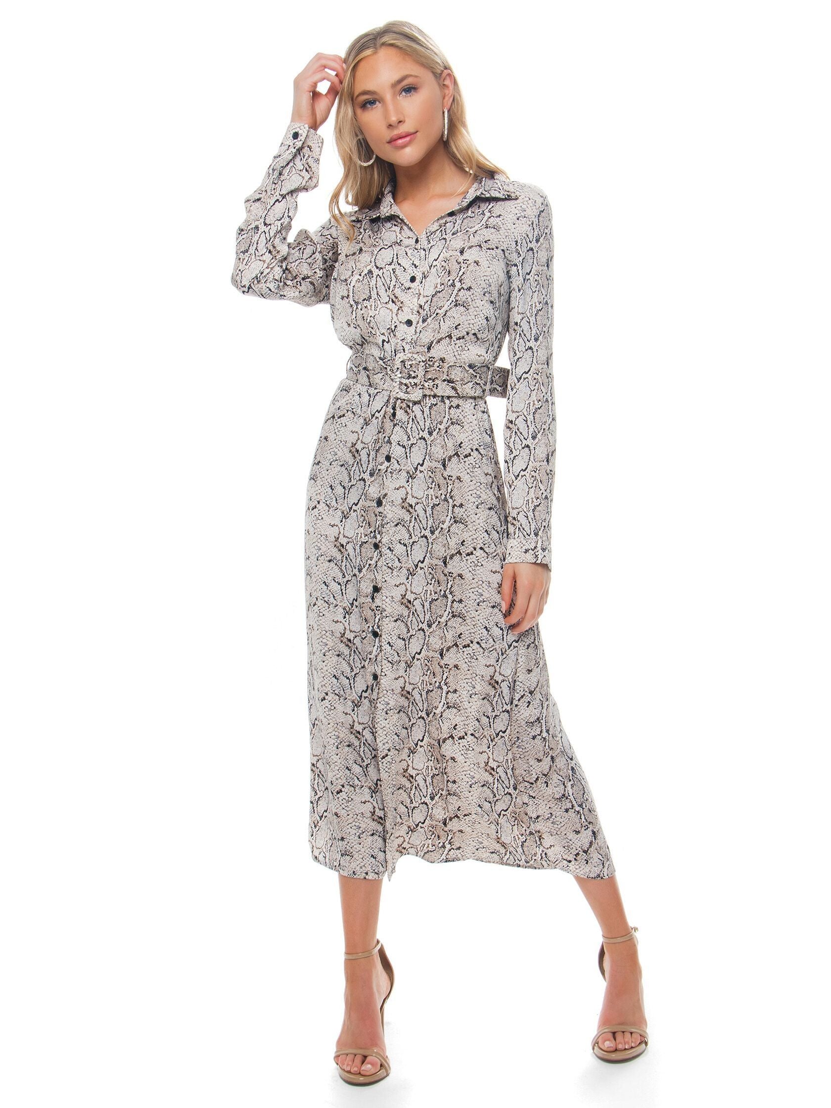 bardot snake print dress