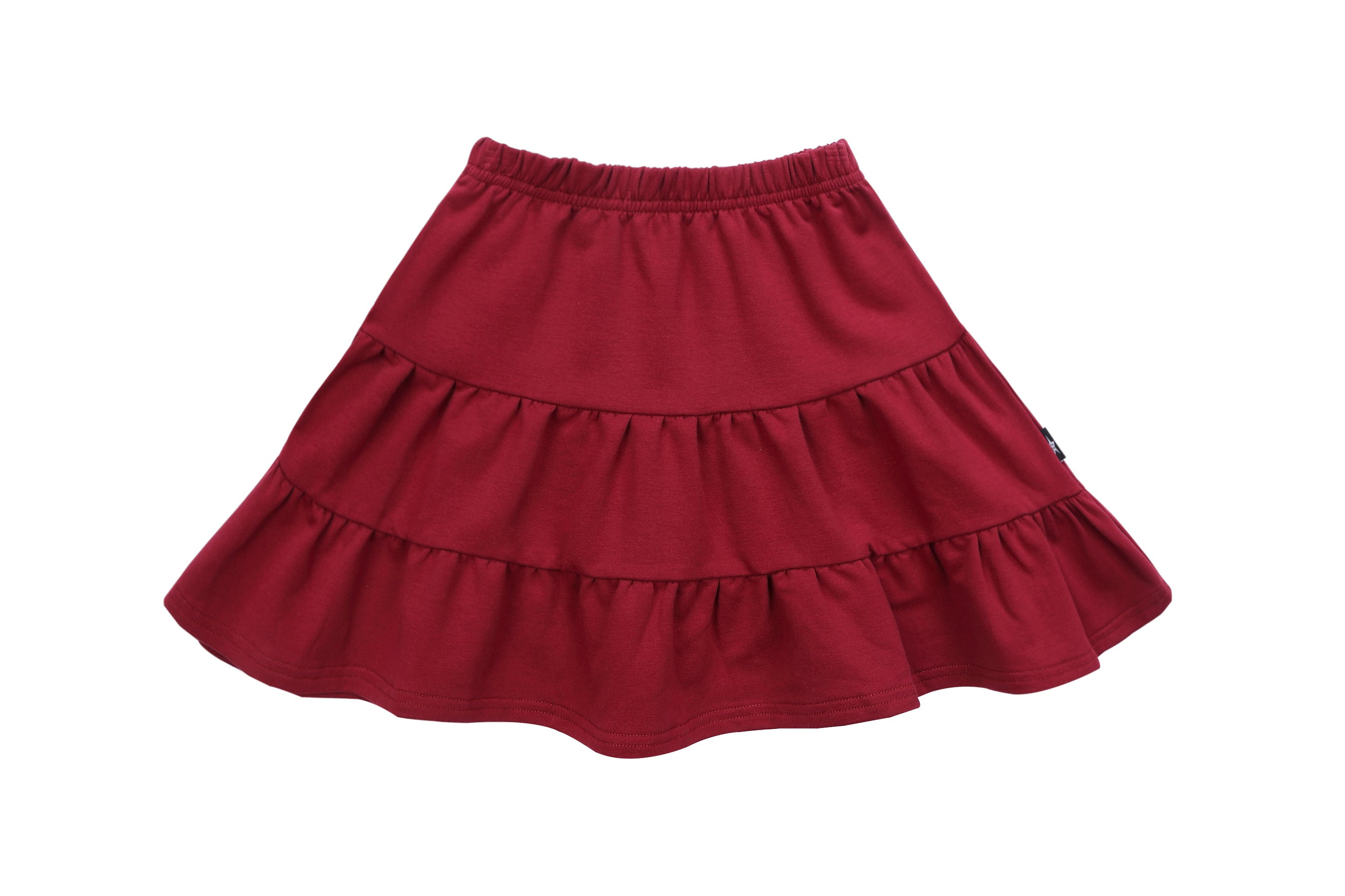 Girls Burgundy Tiered Skirt - Petit Clair