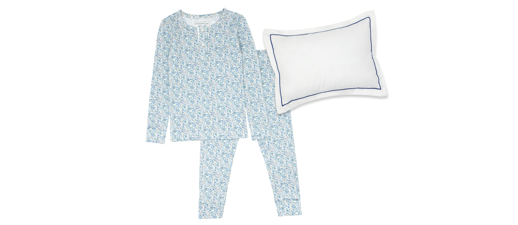 minnow slate floral long sleeve pima pajamas and pillow