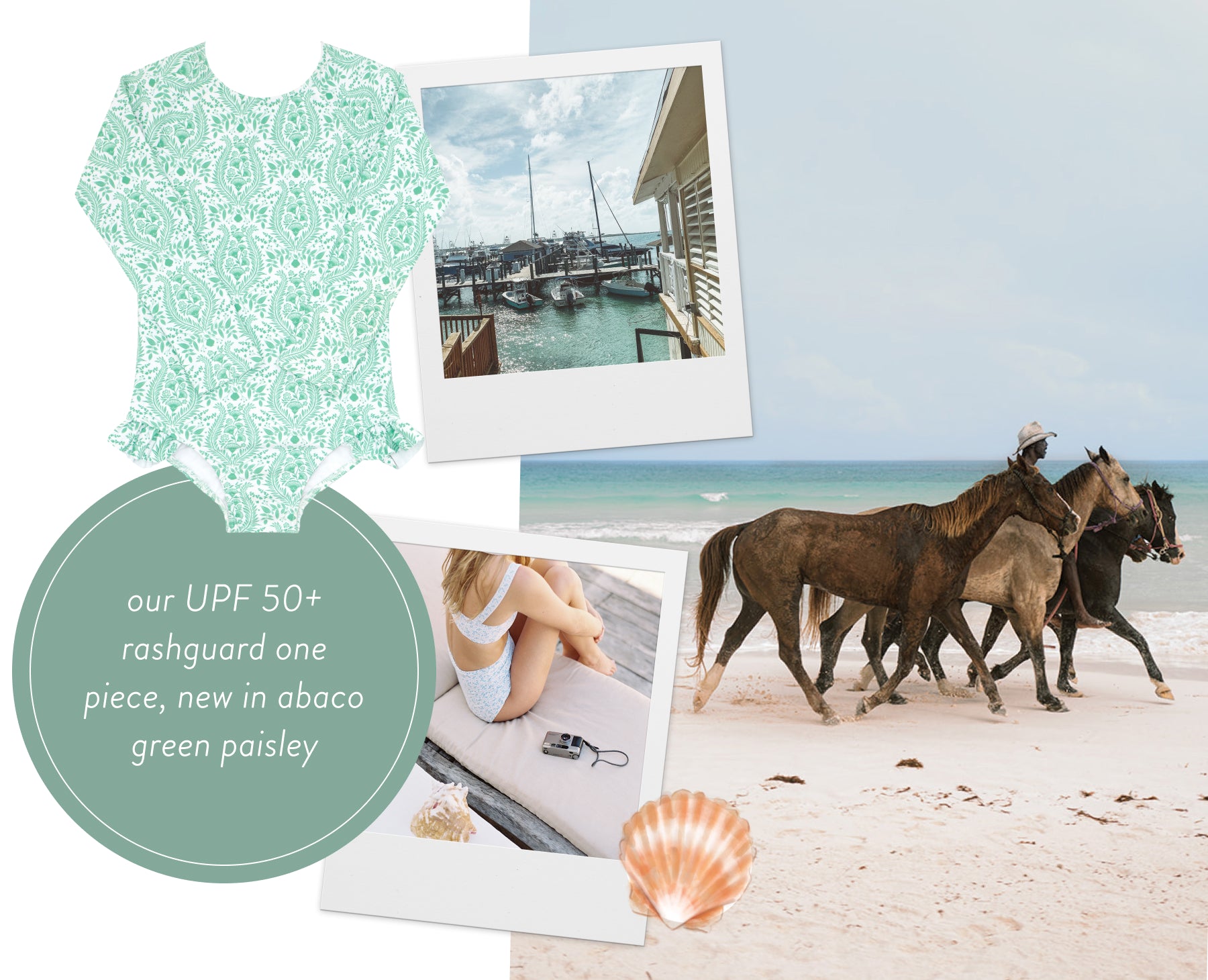 horses on the beach and rashgaurd one piece