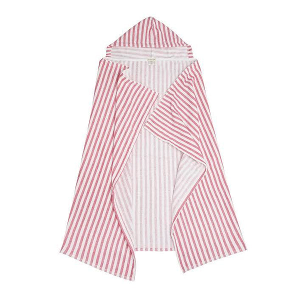 hooded towel, red stripe – minnow