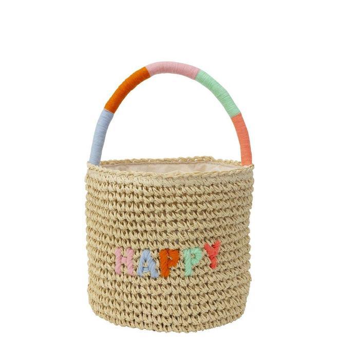 happy woven bag