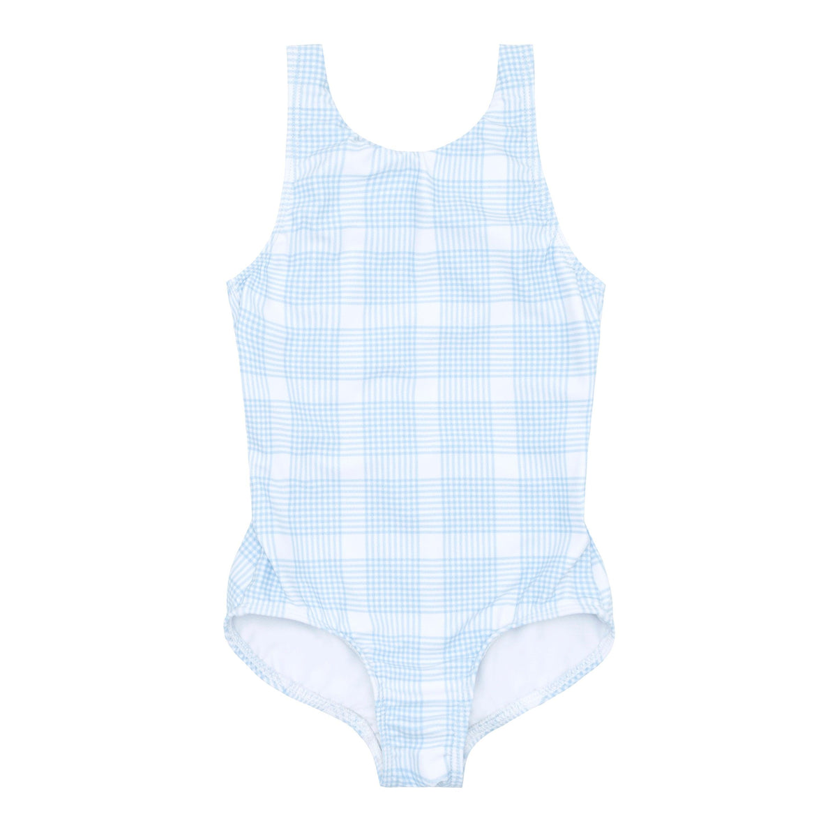 girls sunwashed plaid double bow one piece