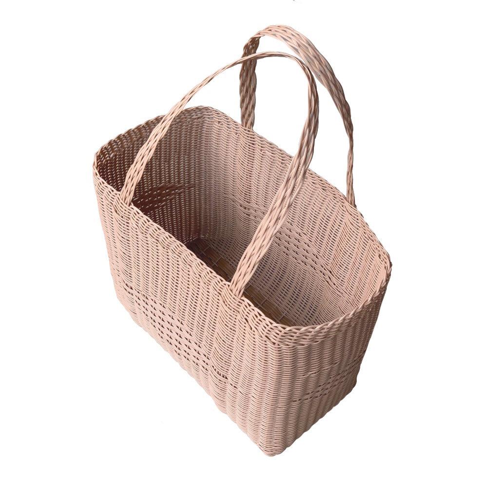 caramel woven beach bag