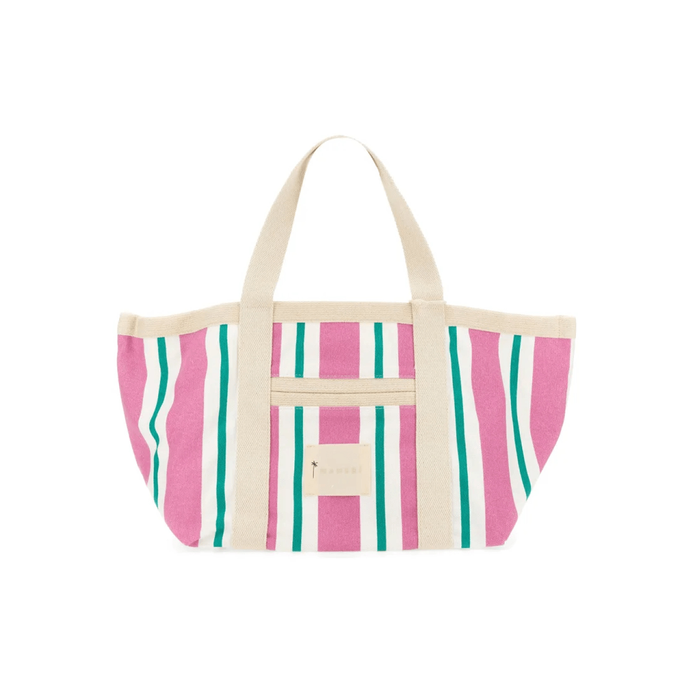 manebi tote bag canvas pink and green stripes – minnow