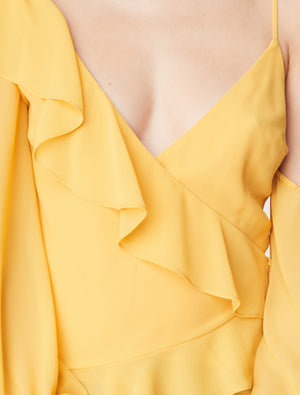 yellow wrap top