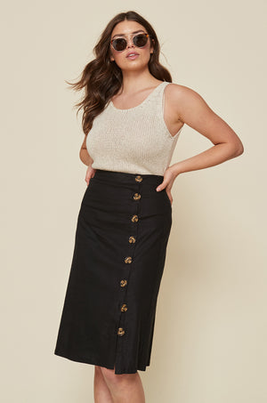 button up midi skirt