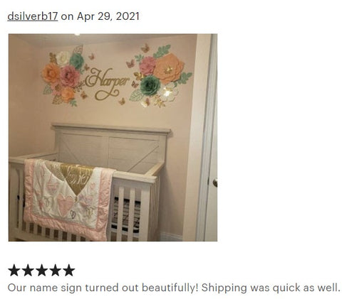 gold baby name sign shop review
