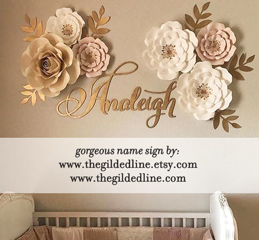 Hedge Wall Sign, Large Name Cut Outs, Wood Name Sign Large Wall and Hedge  Signs for Weddings Bride Groom Names, Custom Hedge HEDGE60-GLD-4 