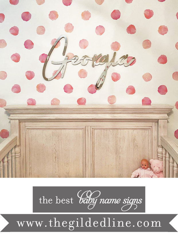Silver Mirror Name Wall Sign in Custom Font