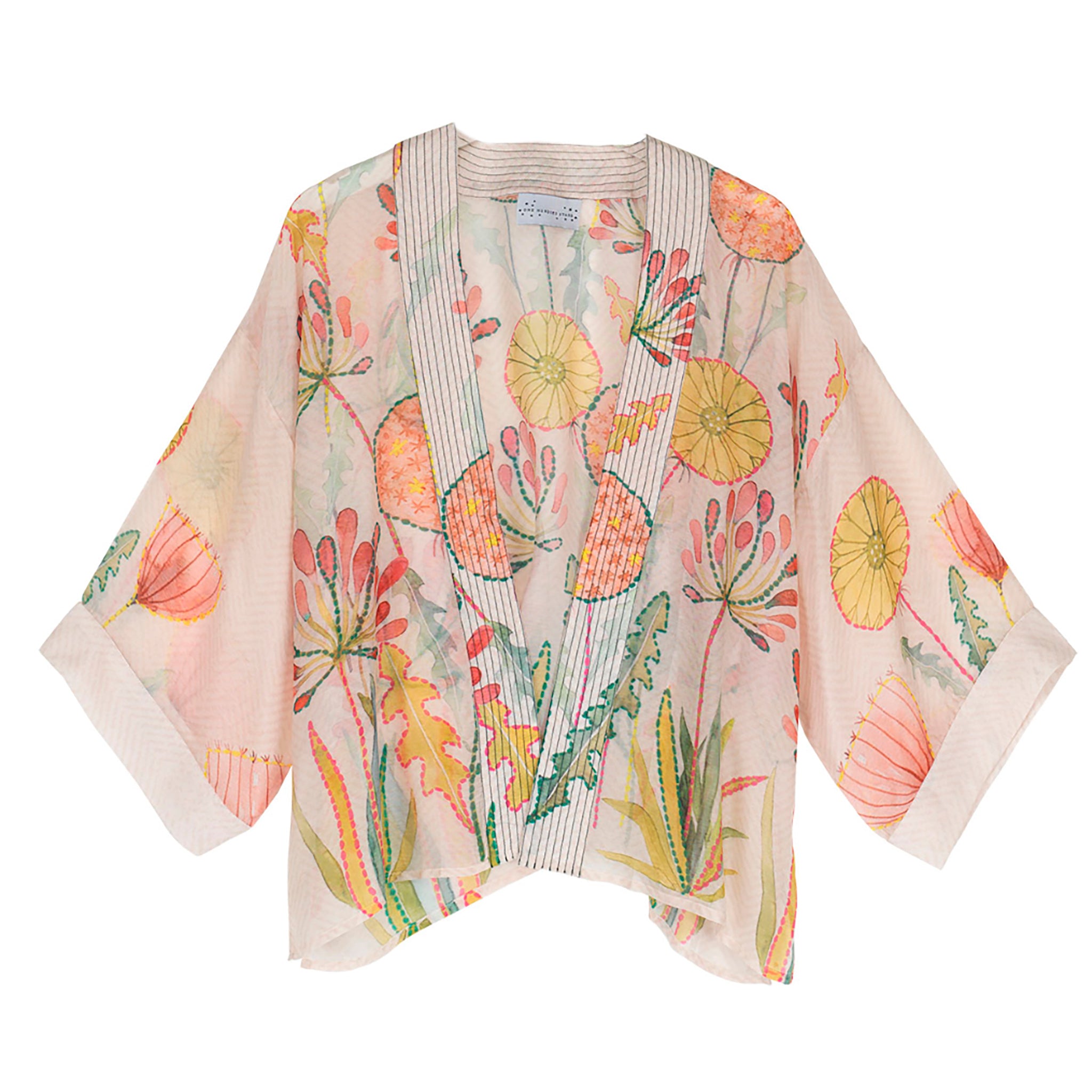 Pop Flowers Pink Kimono