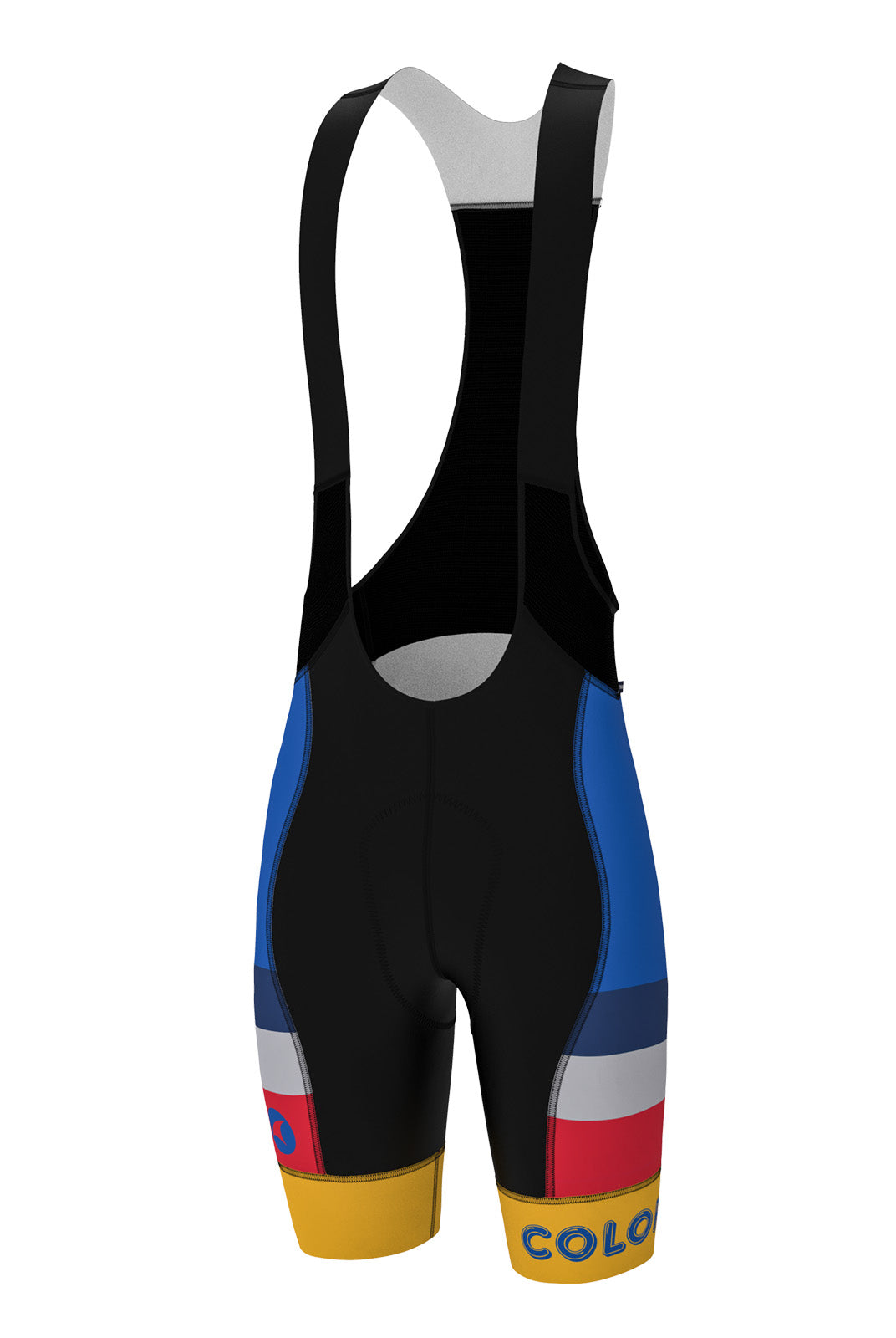 Men's Retro Blue Colorado Cycling Bibs - Ascent Vector Front View