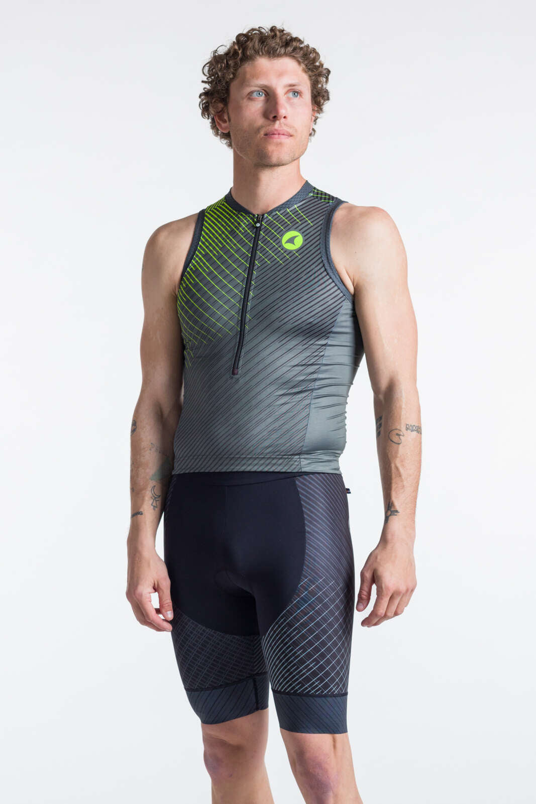 Men's Triathlon Shorts - Black Front View