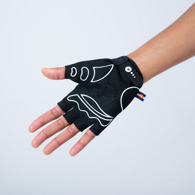  Short Finger Bike Gloves - on Body Palm #color_charcoal