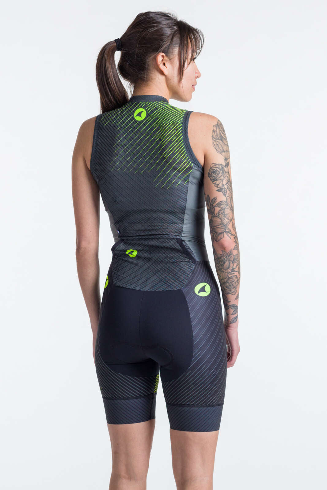 Women's Sleeveless Triathlon Suit - Black Back View