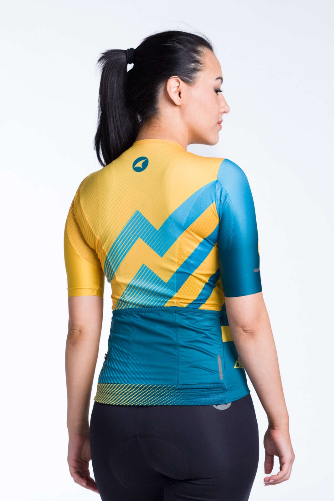 Women's Blue & Orange Aero Cycling Jersey - Summit Back View