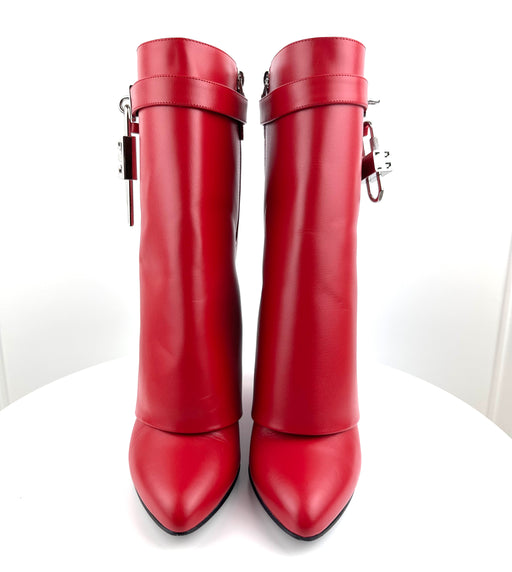Shark Ankle Boots in Red Leather — Luxurysnob