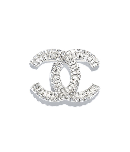 Chanel Silver and Crystal Brooch