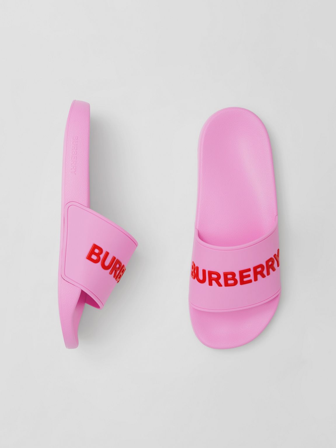 Burberry Logo Detail Pink Slides — Luxurysnob