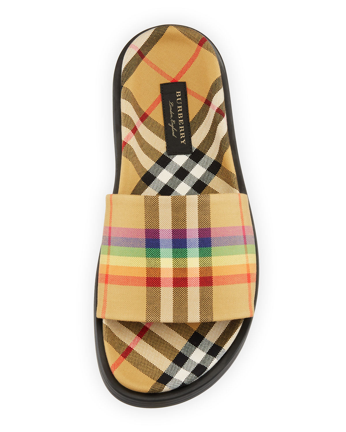 Burberry Rainbow Check Slide Sandals — Luxurysnob