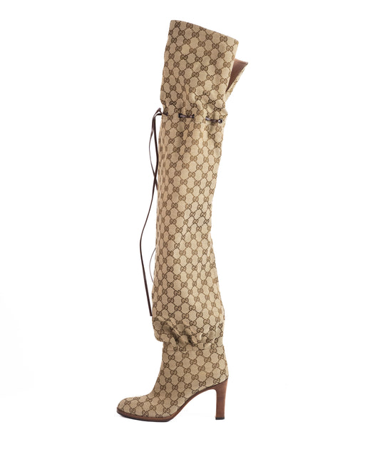 Gucci GG Canvas knee boots Luxurysnob