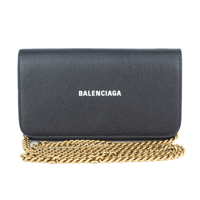 Balenciaga Wallet on Chain in Black Grained Calfskin — Luxurysnob
