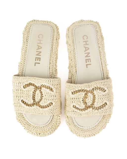 Chanel Cord Mules in Light Beige — Luxurysnob