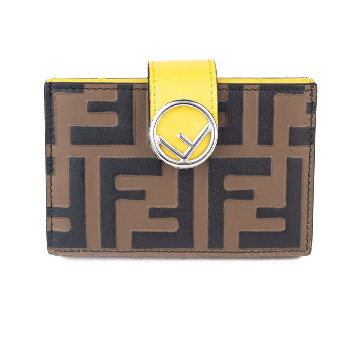 Fendi Yellow Leather Gusseted Card Holder — Luxurysnob