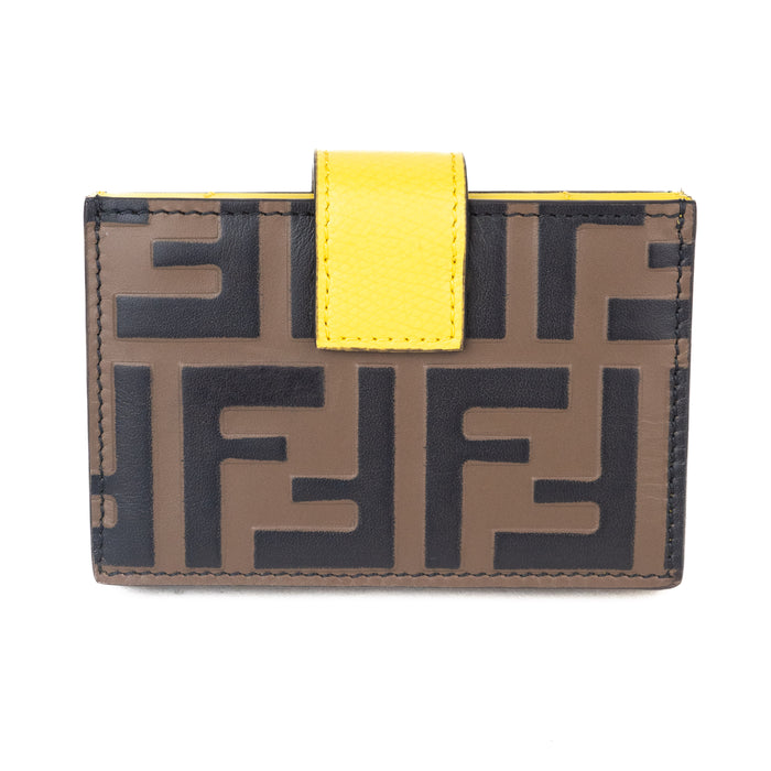 Fendi Yellow Leather Gusseted Card Holder — Luxurysnob