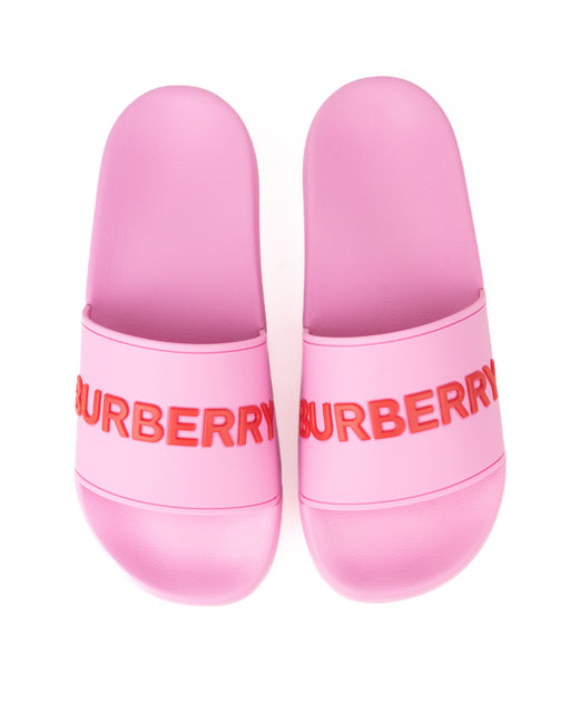 Burberry Logo Detail Pink Slides — Luxurysnob