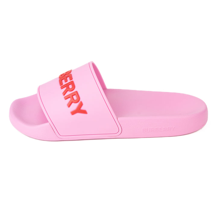 Burberry Logo Detail Pink Slides — Luxurysnob