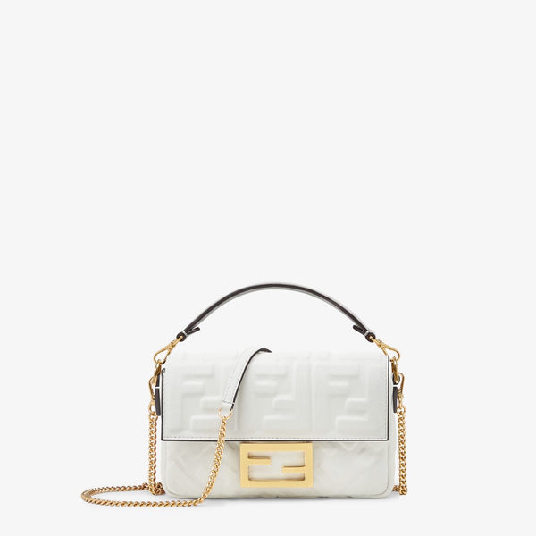 Fendi Leather Mini Baguette Bag in White