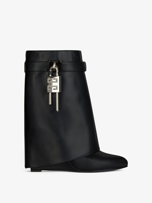 Shark Lock wide-fit leather knee-high boots in black - Givenchy