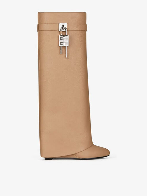 Givenchy Shark Lock Pant Boots in Beige Grained Leather — Luxurysnob
