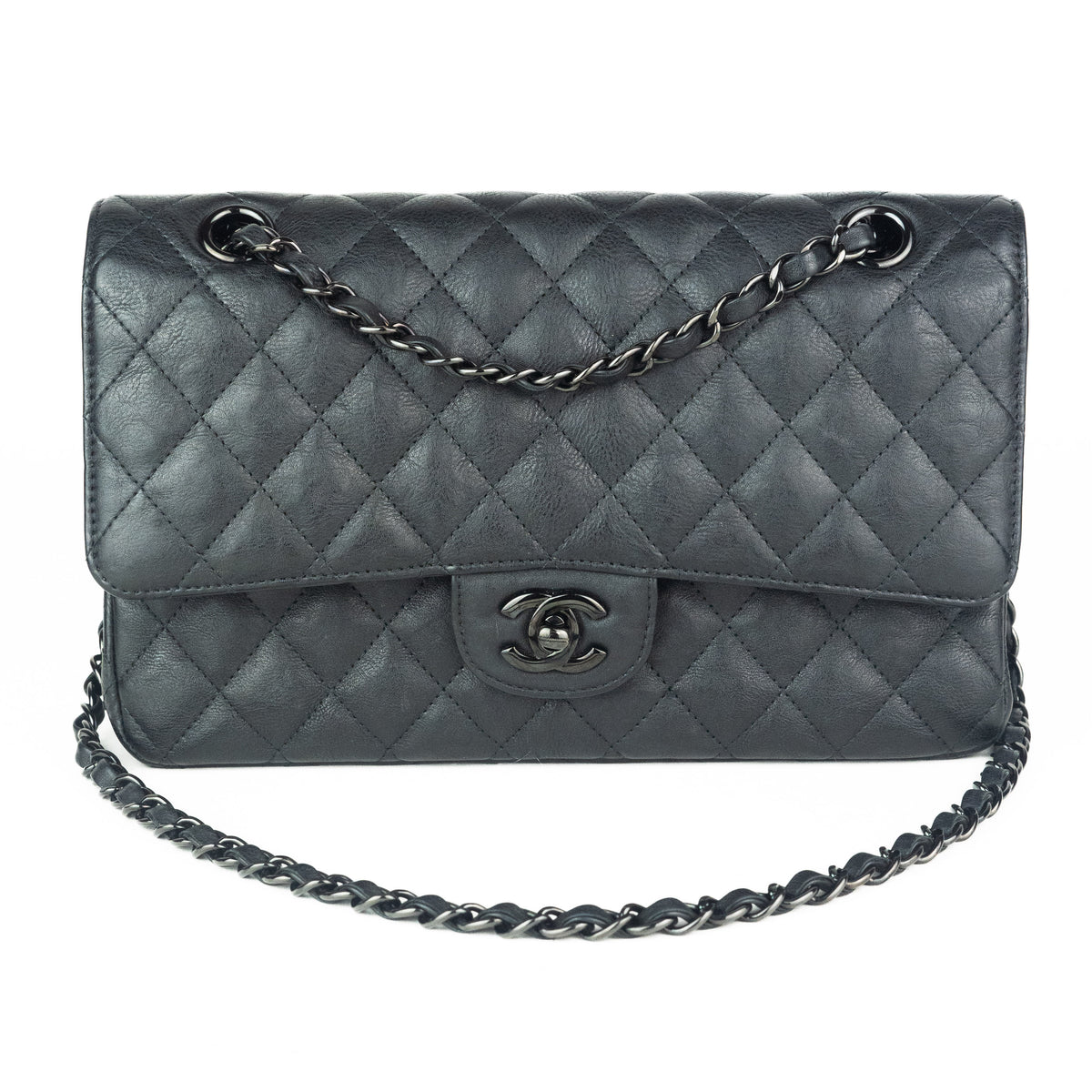 Chanel So Black Classic Medium Flap bag In Crumpled Calfskin — Luxurysnob